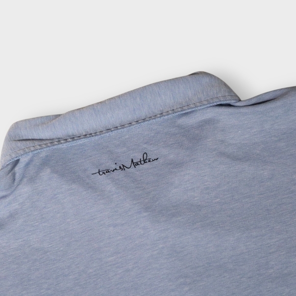 Travis Mathews Golf Polo Shirt Mens Size XXXL Light Blue Pocket Short Sleeve - Picture 9 of 9